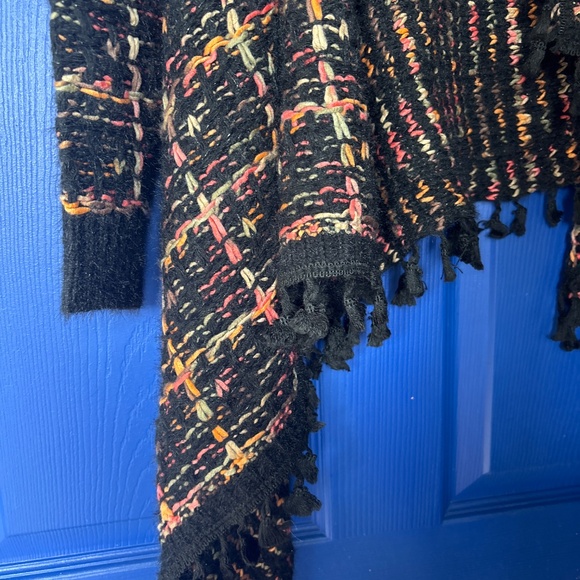 Open cardigan tweed multi color with fringe - Picture 2 of 4